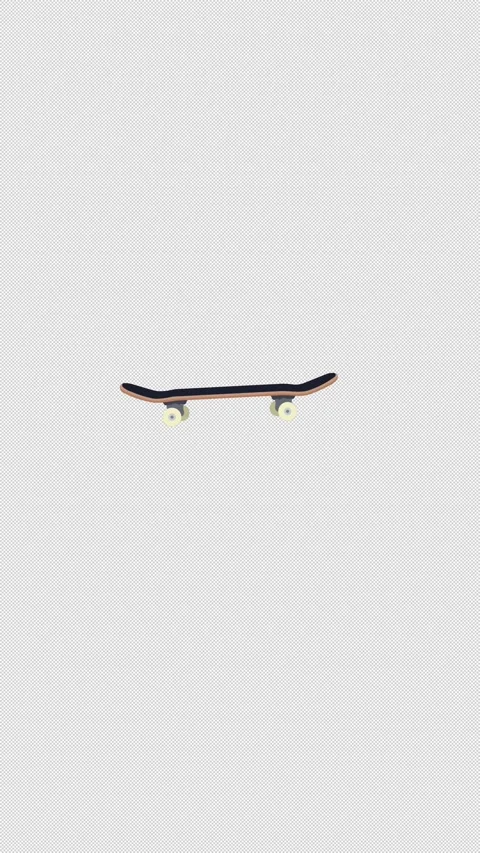 Vertical 3d Stylized Skateboard Ollie Jump Trick Loop 4k Alpha Stock Footage 345455887