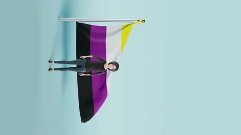 Vertical 3D video of Non-binary Pride Flag isolated against white 動画素材 238850207
