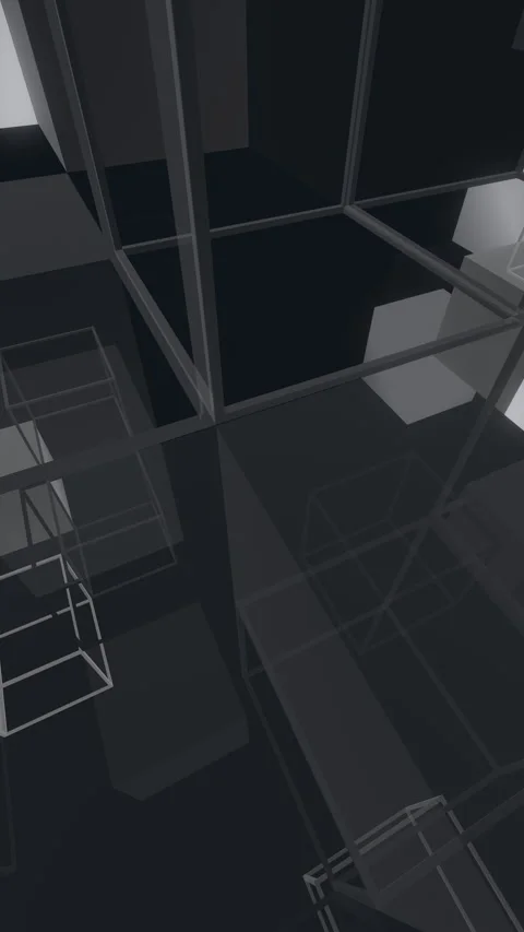 Vertical 3D Wireframe Cube Grid Visualizing Minimalist Data Infrastructure Stock Footage 347864469
