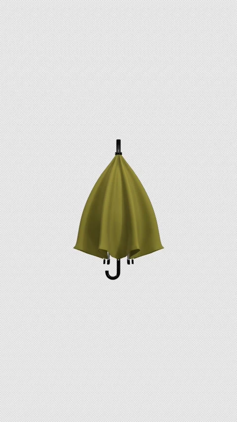 Vertical 3d Yellow Umbrella Opening And Closing Loop 4k Alpha Stock Footage 347034863