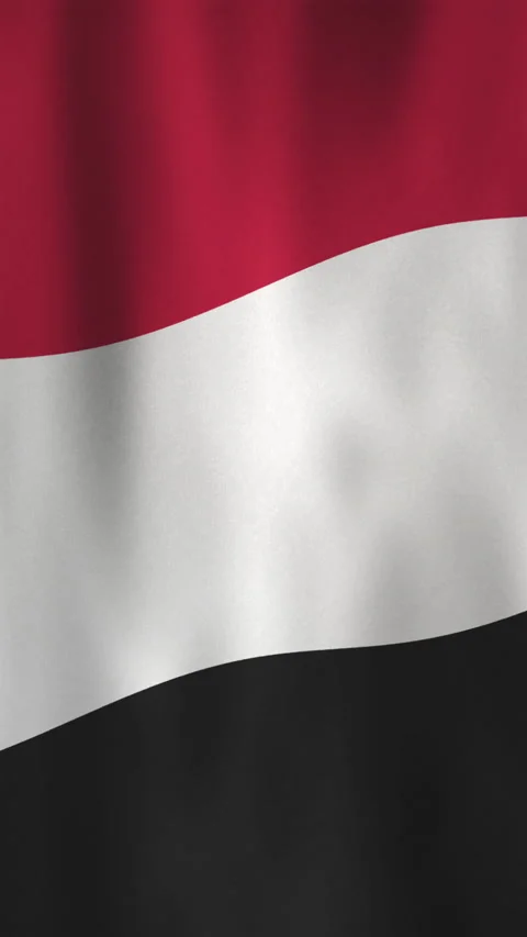Vertical 3d Yemen Flag Wavy Motion Background with Seamless Loop Stock Footage 303435318