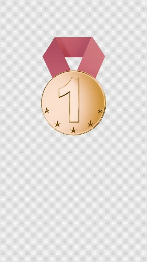 Vertical 4K 3-in-1 Pack Gold Silver Bronze Medals with Red Ribbon Alpha Stock Footage 335938761