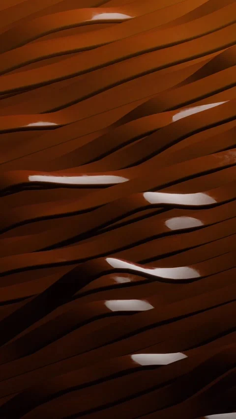 Vertical 4K Abstract Dark Brown Rippling Ribbon Motion Loop Glossy Fluid Te.. Stock Footage 337239644