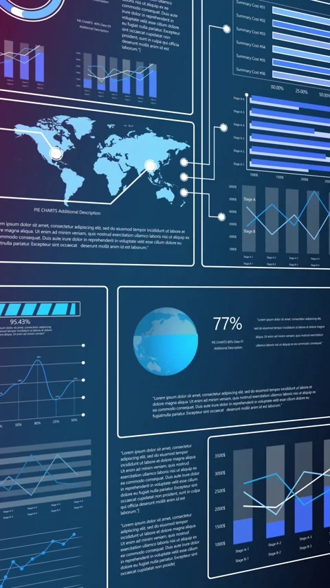 Vertical 4K animation video layout showing business analytics and market report  動画素材 316833134