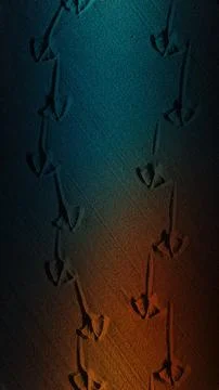 Vertical 4K background featuring grainy seagull tracks in natural sand, ble.. Illustrazione stock