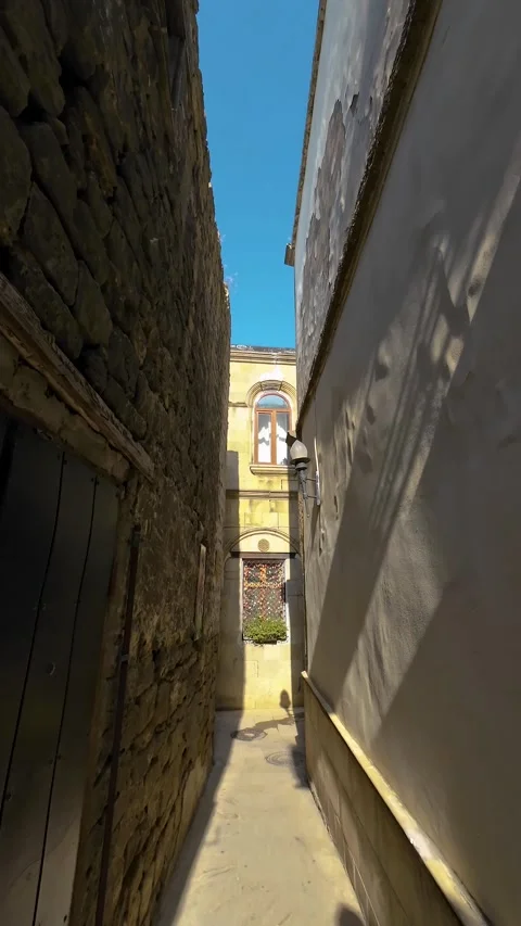 Vertical 4K Cinematic View of Historic Landmarks in Baku Old City Stock Footage 339097174