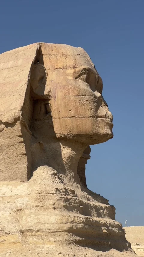Vertical 4K: Close-Up of the Great Sphinx of Giza, Egypt Stock Footage 309319271
