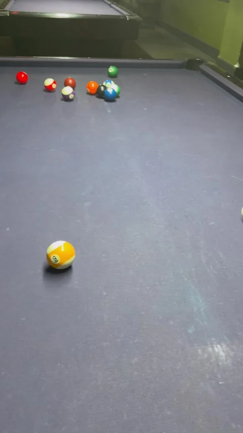 Vertical 4K Close Up Of Men Playing Billiards Striking Pool Balls Stock Footage 335654543