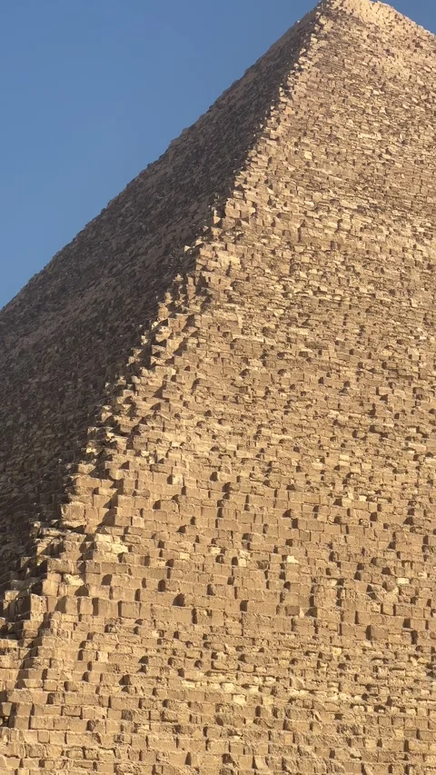 Vertical 4K: Close-Up of Pyramid of Giza Showing Stone Steps, Egypt Stock Footage 309319291