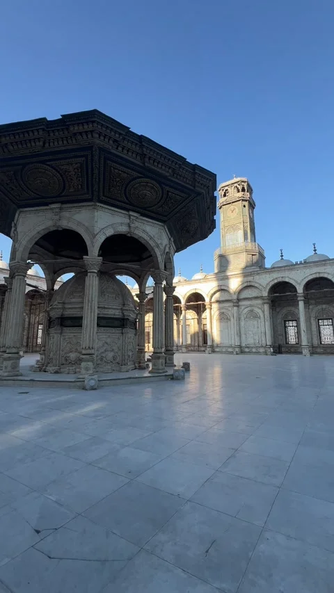 Vertical 4K: Courtyard of Muhammad Ali Mosque in Cairo, Egypt Stock Footage 309319310