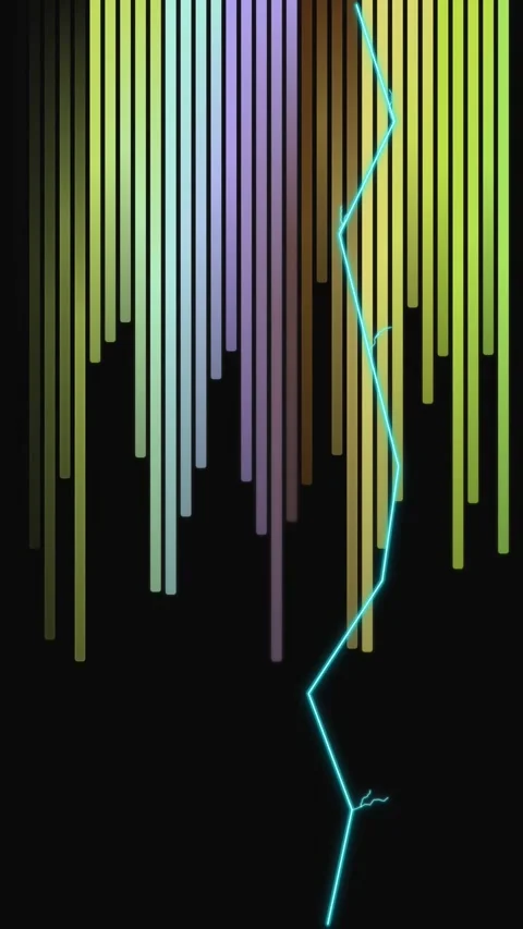 Vertical 4K Cyber Lightning and Digital Equalizer Bars Vídeo Stock 334829619