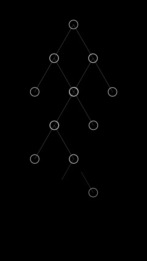 Vertical 4k Digital Logic Tree Animation overlay on Black Background Stock Footage 333416584