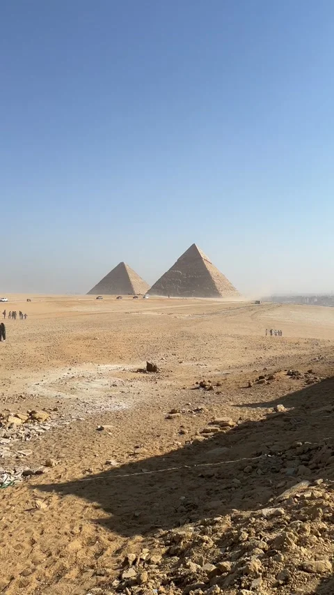 Vertical 4K: Distant View of the Pyramids of Giza, Egypt Stock Footage 309319288