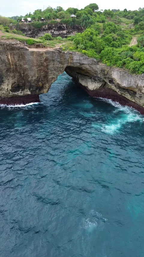 Vertical 4K Drone Broken Beach Nusa Penida Bali Indonesia Stock Footage 337864812
