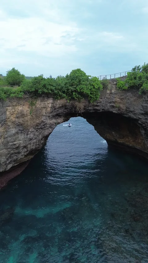 Vertical 4K Drone Broken Beach Nusa Penida Bali Indonesia Stock Footage 337865869