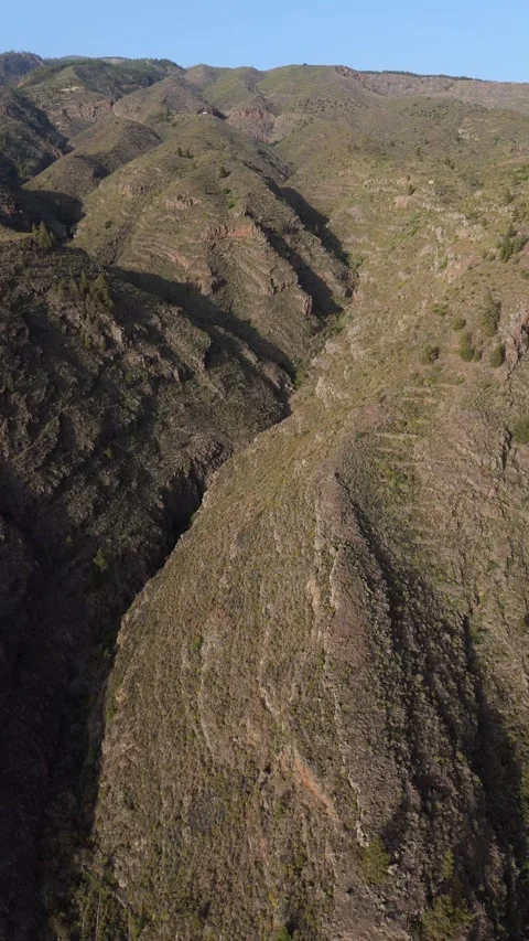 Vertical 4K Drone Flight Through Canyon, Tenerife Stock Footage 314607478