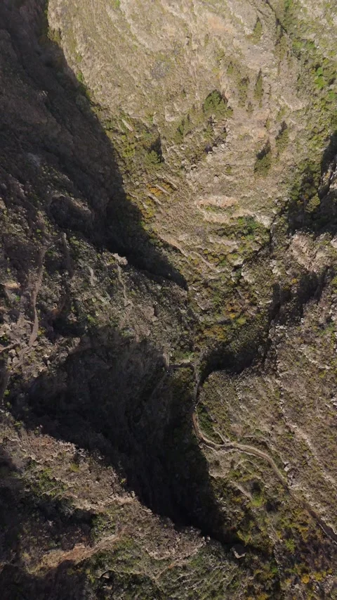 Vertical 4K Drone Flight Through Canyon, Tenerife Stock-Footage 314607485
