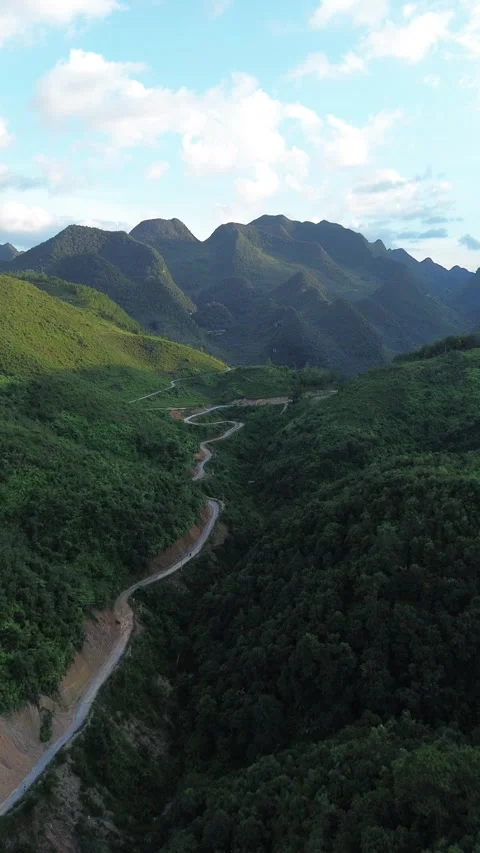 Vertical 4K Drone Ha Giang Loop Vietnam Mountain Landscape Stock Footage 337936560
