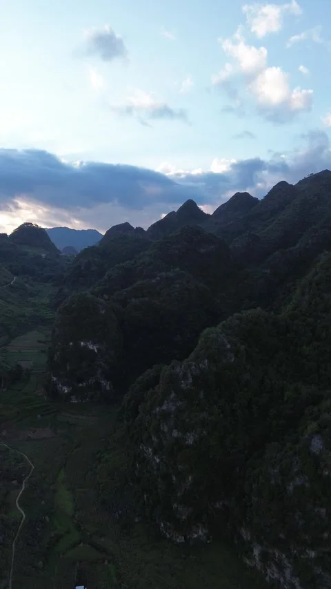Vertical 4K Drone Ha Giang Loop Vietnam Mountain Landscape Stock Footage 337936588