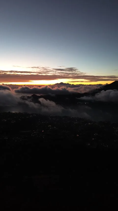 Vertical 4K Drone Mount Batur Sunrise Bali Indonesia Volcano Stock Footage 337806720
