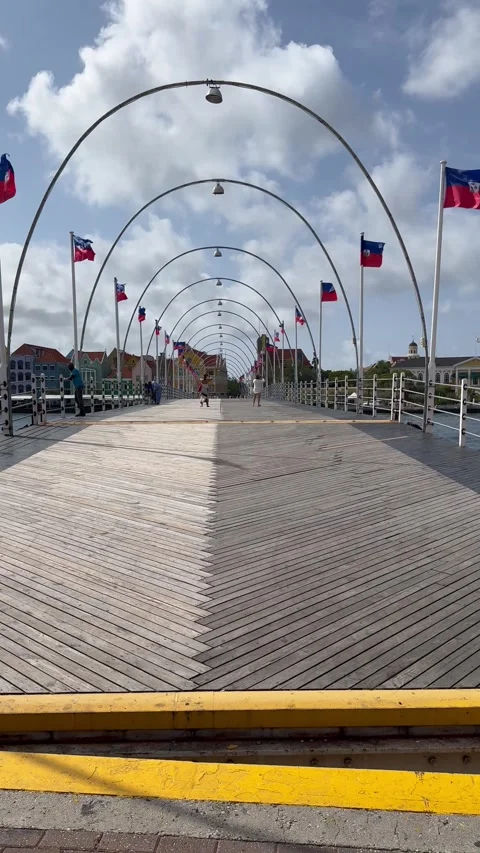 Vertical 4K Floating Pontoon Bridge Moving On Water Waves Stock Footage 335281058