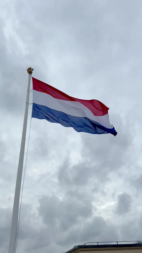 Vertical 4K landscape video of the Dutch flag Stock Footage 320177082