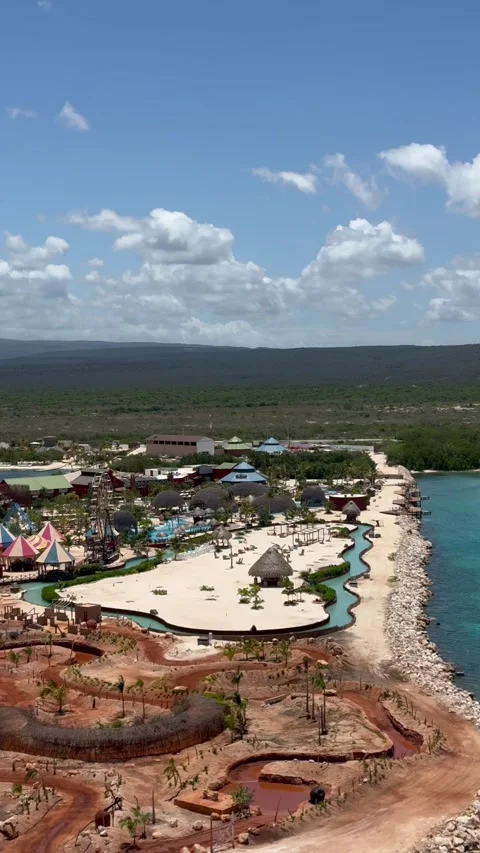 Vertical 4K Left To Right Pan Of Cabo Rojo Coastline From Cruise Bow Stock Footage 335479983