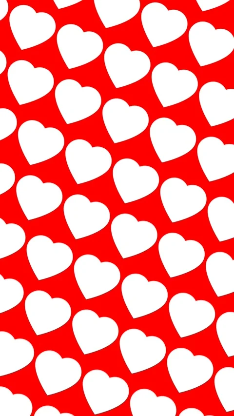 Vertical 4K loop video. White fill hearts moves diagonally on red background Stock Footage 321288836