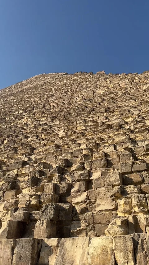 Vertical 4K: Low Angle Shot of the Pyramid of Giza, Egypt Stock Footage 309319292
