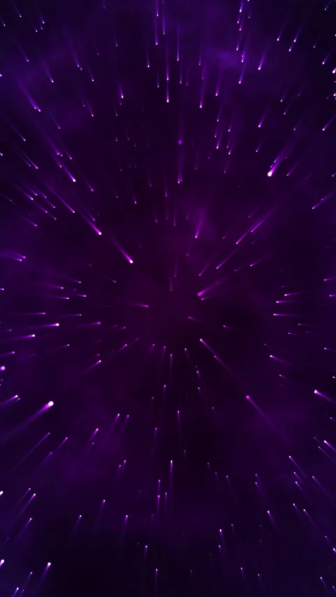 Vertical 4K motion graphic of glowing purple light streaks in deep space Stock Footage 308688300