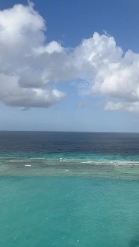 Vertical 4K Overcast Ocean View From Cruise Ship Deck In Aruba Stock-Footage 335373054
