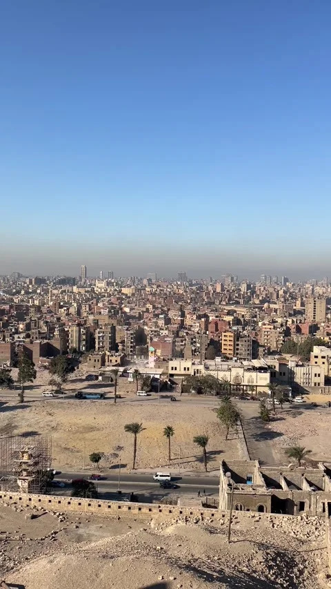 Vertical 4K: Panoramic Aerial View of Cairo, Egypt Stock Footage 309319315