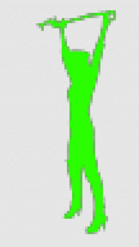 Vertical 4K pixel art video. Green and white female silhouette bends over Stock Footage 334208406