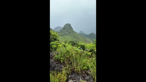 Vertical 4K Rainy Guangxi Mountain Landscape Stock Footage 319422589