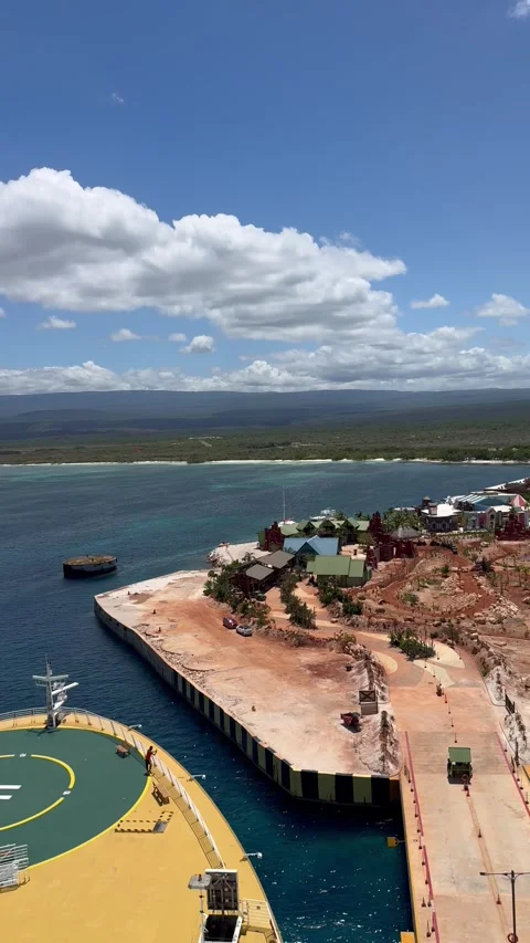Vertical 4K Right To Left Pan Of Cabo Rojo Island From Cruise Ship Bow Stock Footage 335479972
