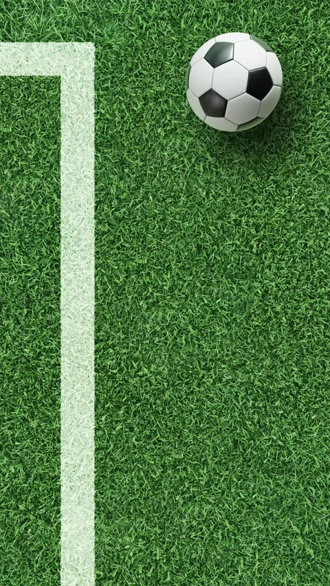 Vertical 4K soccer field corner background with ball near line, alpha channel Stock Footage 328706505