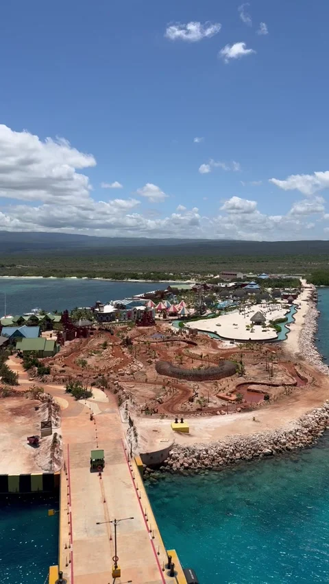 Vertical 4K Static View Of Cabo Rojo Tropical Coast From Cruise Ship Bow Stock Footage 335479971