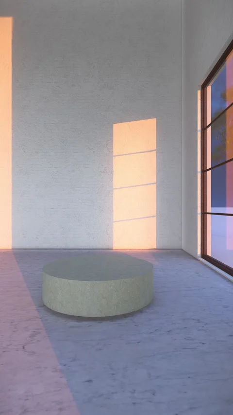 Vertical 4K Terracotta Podium Sunset Golden Hour Window Loop Background Stock Footage 341506168