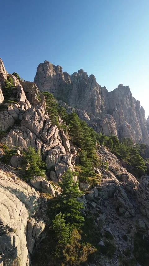 Vertical 4K video of Bavella Needles, Corsica - Mobile 9:16 Drone Aerial Video stock 328411208