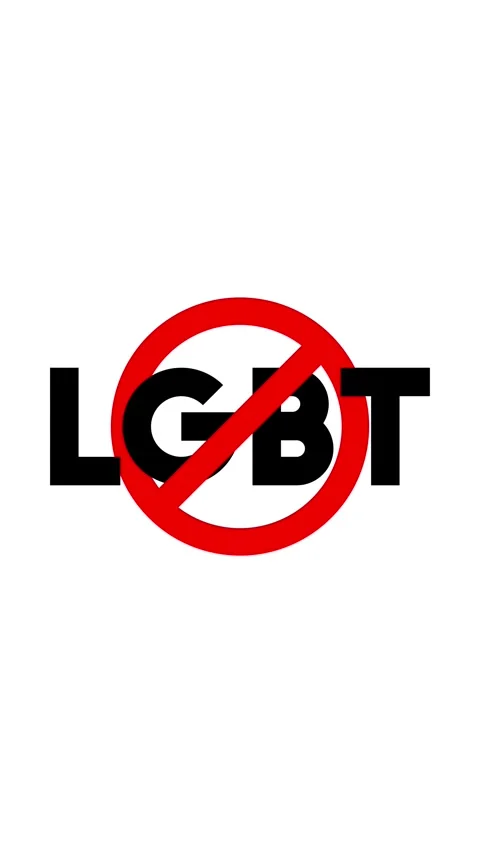 Vertical 4K video. Black text LGBT with red prohibition sign Vídeo Stock 334616621
