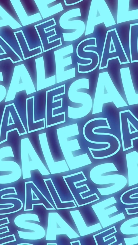 Vertical 4K video. Blue wavy text Sale floats across screen Vídeos de archivo 280879501
