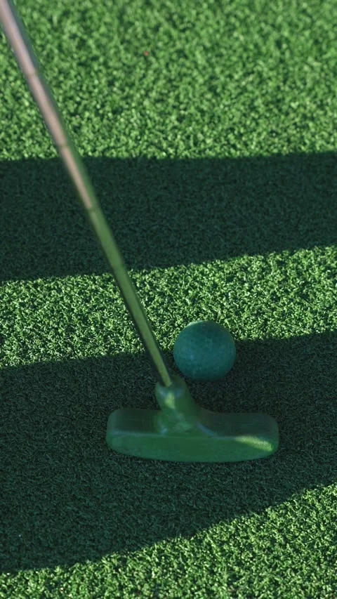Vertical 4K video close-up of mini golf course Stock Footage 342078482