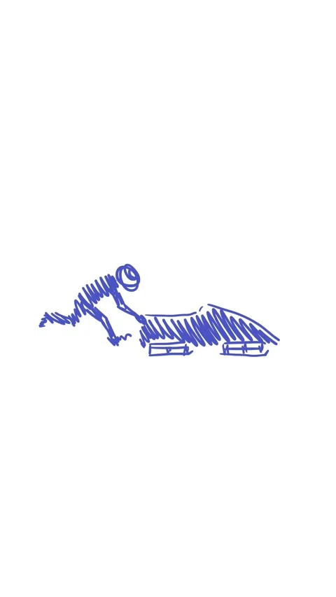 Vertical 4K video. Doodle bobsledder blue man jumps into bobsled Stock Footage 327238019