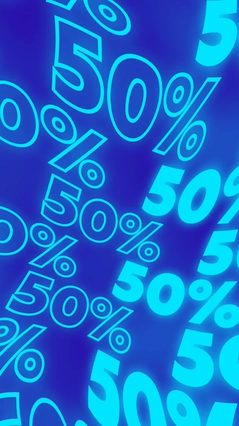 Vertical 4K video. Glow wavy text 50 % off Stock Footage 295694696