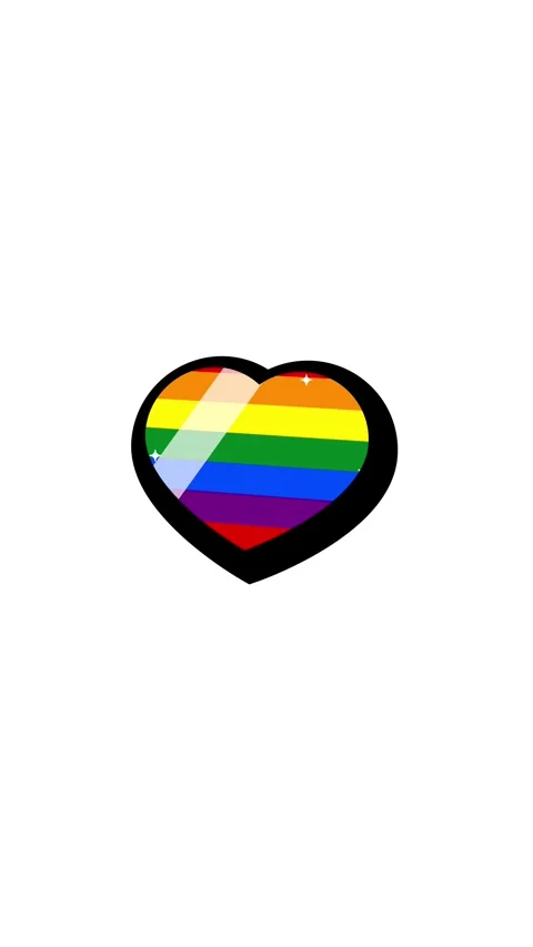 Vertical 4K video. Heart icon with colorful multicolored rainbow flag on white Video stock 321854032