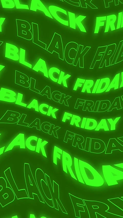 Vertical 4K video. Loop animation. Green acid neon glow wavy text Black Friday Stock Footage 326826521