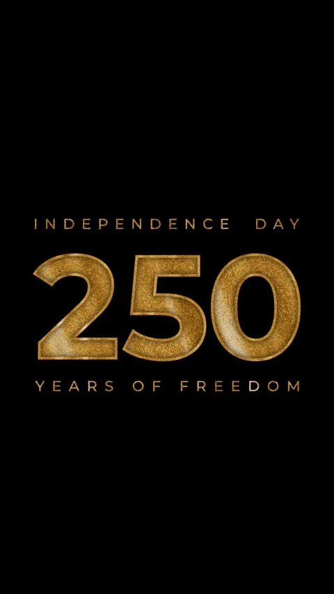 Vertical 4K video. Loop animation with golden text for 250 USA Video stock 338312841