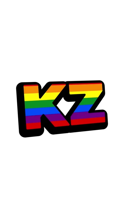 Vertical 4K video. Multicolored rainbow LGBT flag in letters KZ on white Stock Footage 321175582