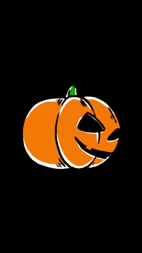 Vertical 4K video. Orange Jack Lantern with face rotates on black Video stock 314718296