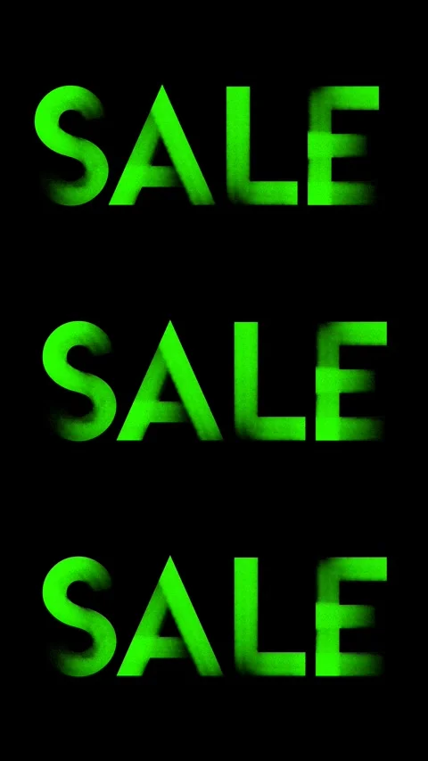 Vertical 4K video. Set of loop animation. Green text Sale on black Stock-Footage 345683127